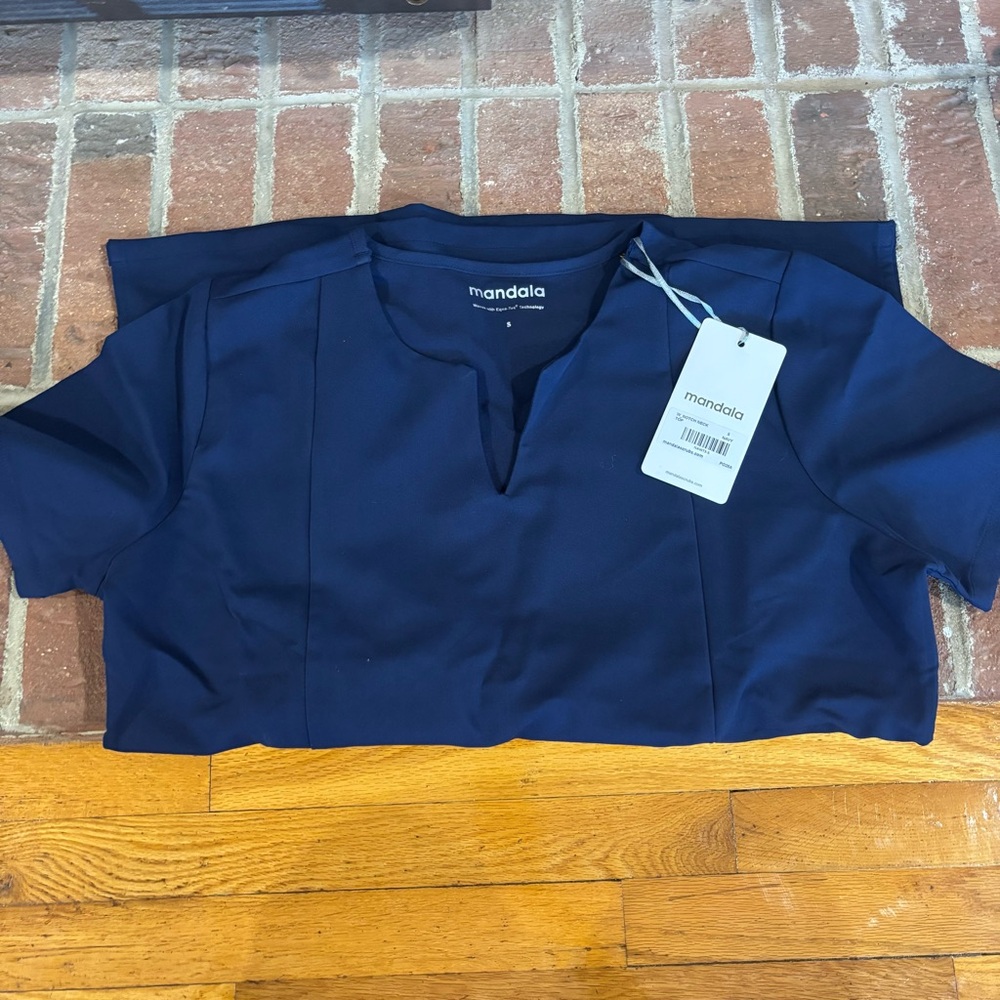 Mandala Navy Scrub Top
